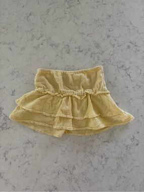 Edikted Yellow Tiered Ruffle Strapless Top
